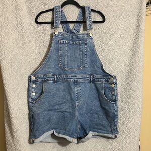 Ava & Viv Light Blue Denim Short Overalls with Front Bib